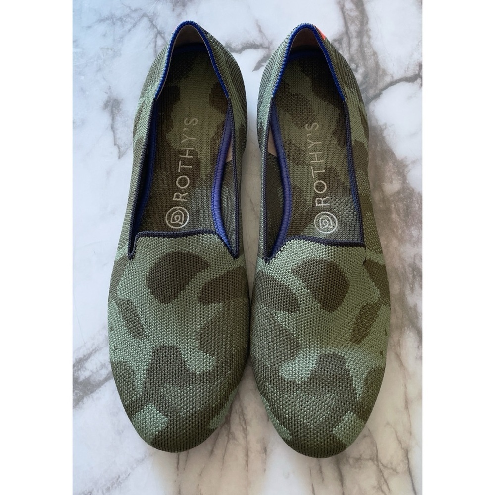 ROTHY'S Olive Camo Camouflage The Loafer Slip on Mules Flats Shoes Size 9​​ - Picture 2 of 12